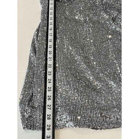 Silver Sequin Mini Dress | As U Wish | Medium | Holiday Party Glam - Picture 5 of 10